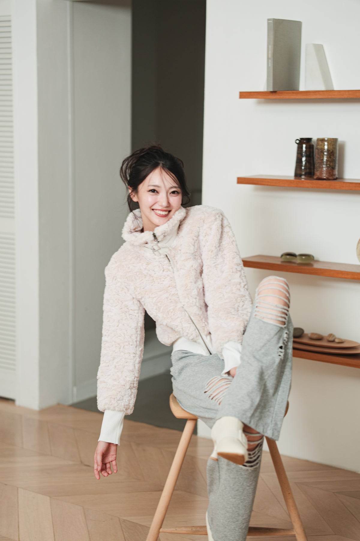 DOUBLE BELT FUR BLOUSON