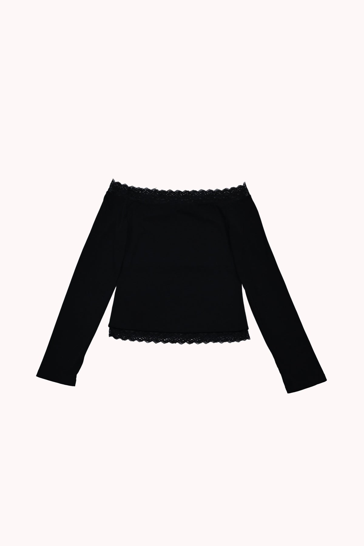 LACE OFF SHOULDER TOP - BLACK