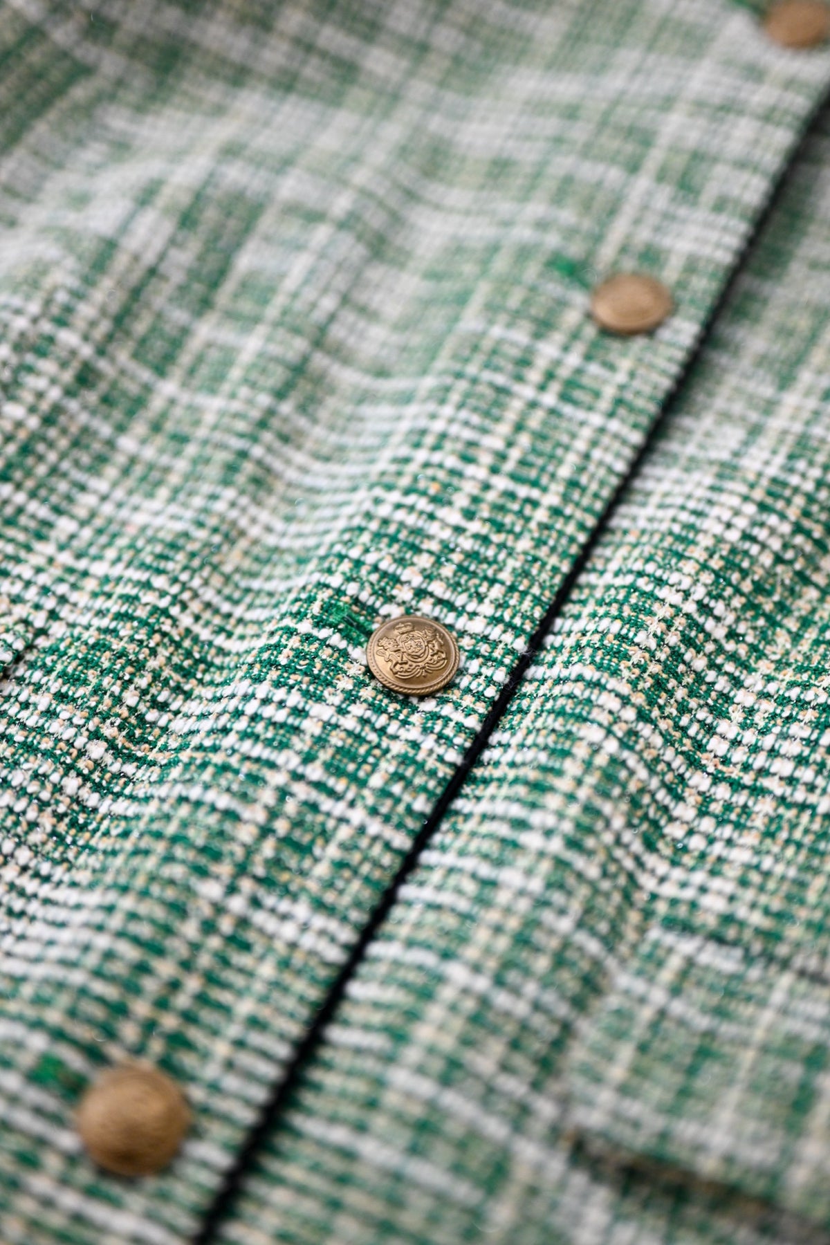 CROPPED TWEED JACKET - GREEN