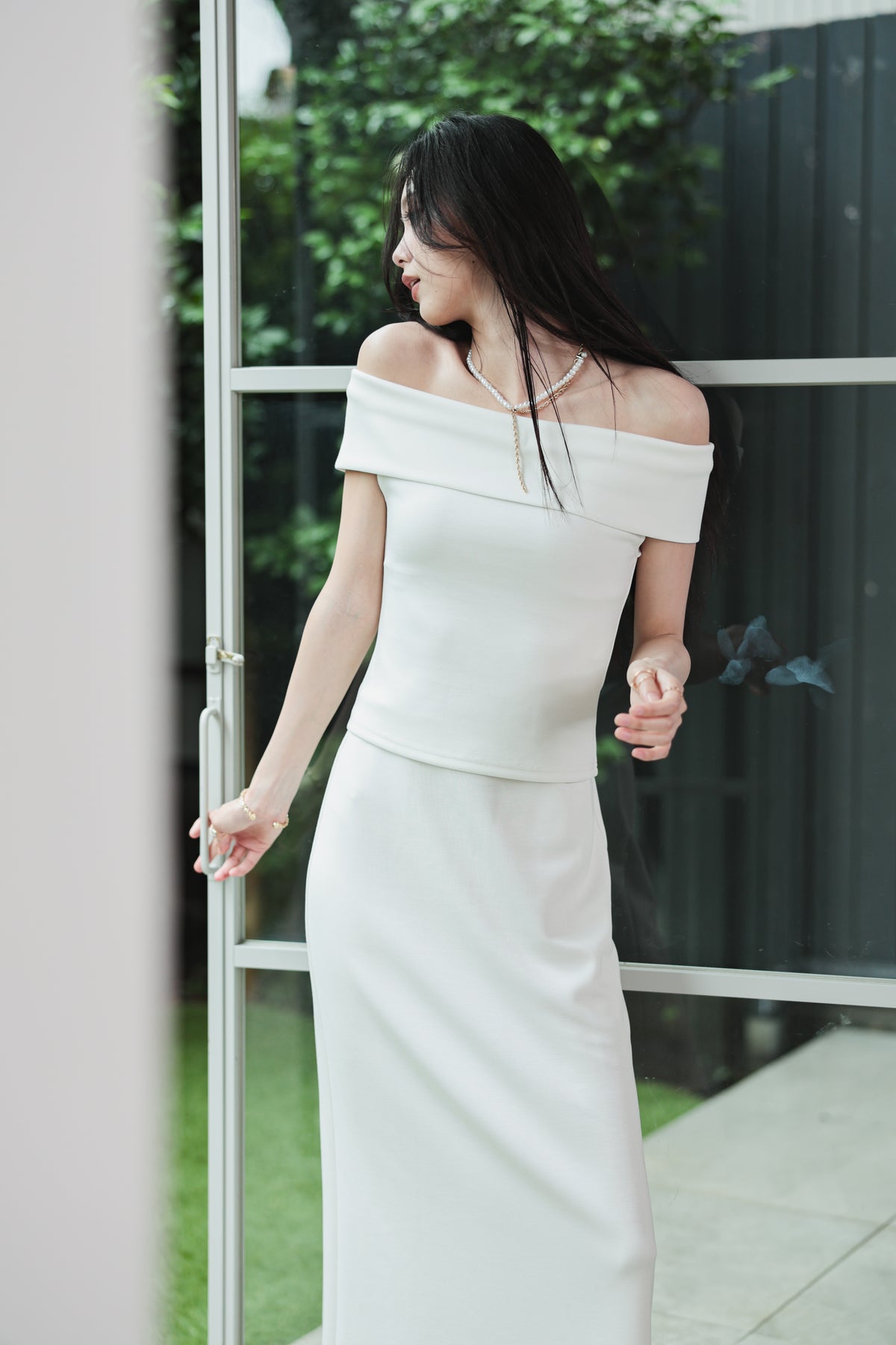 DRAPE OFF SHOULDER SET