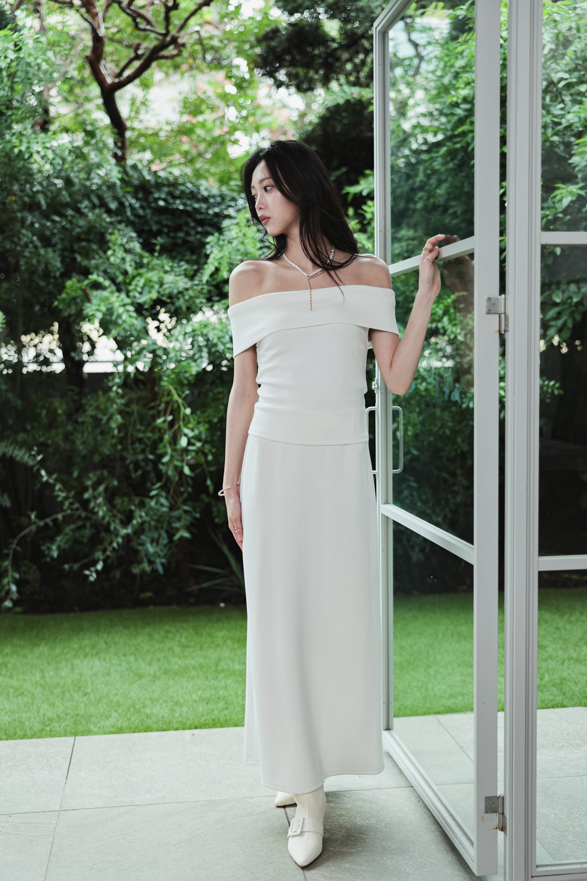 DRAPE OFF SHOULDER SET