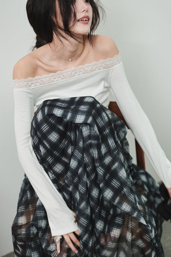 LACE OFF SHOULDER TOP - OFF WHITE