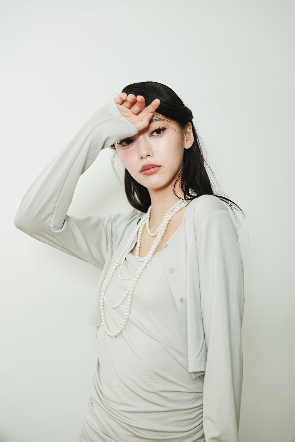 CROPPED CARDIGAN & GATHERED DRESS