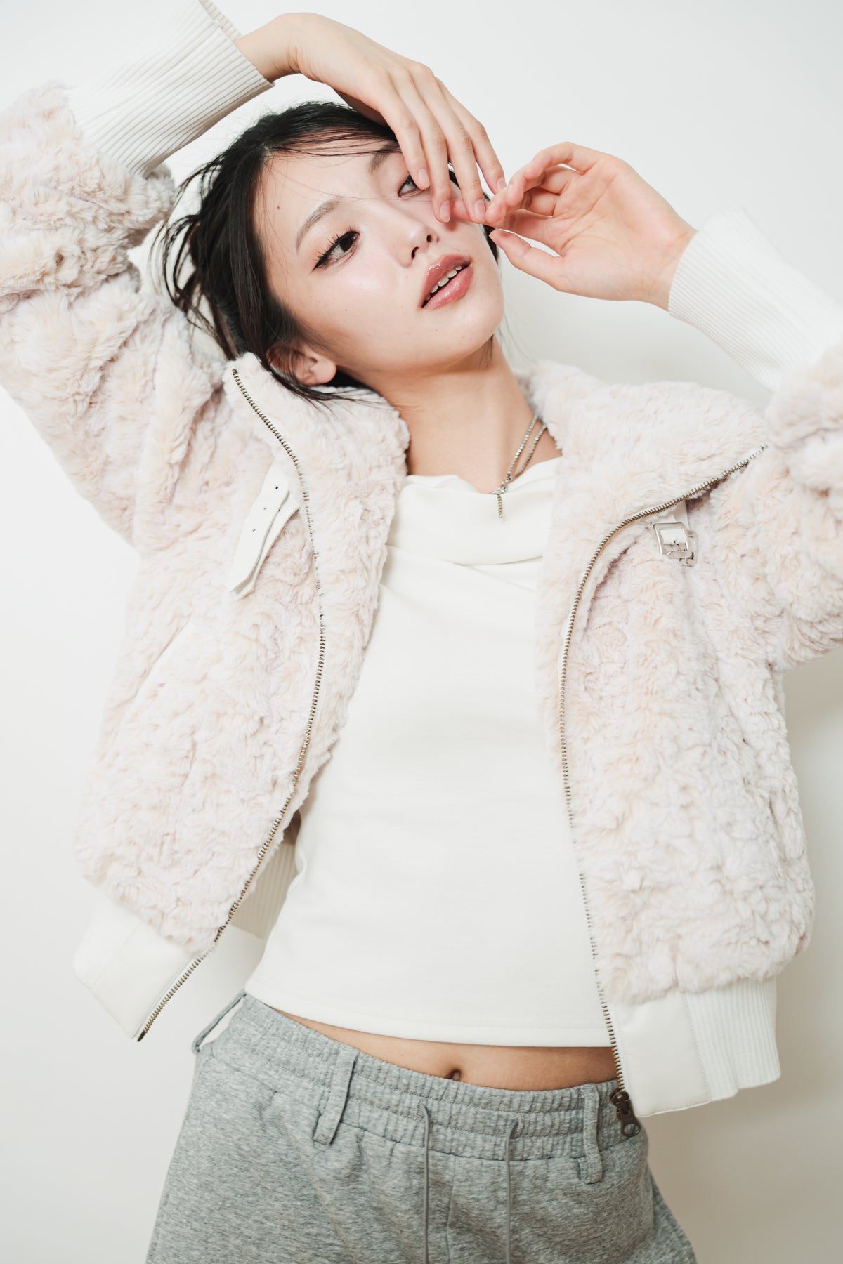 DOUBLE BELT FUR BLOUSON