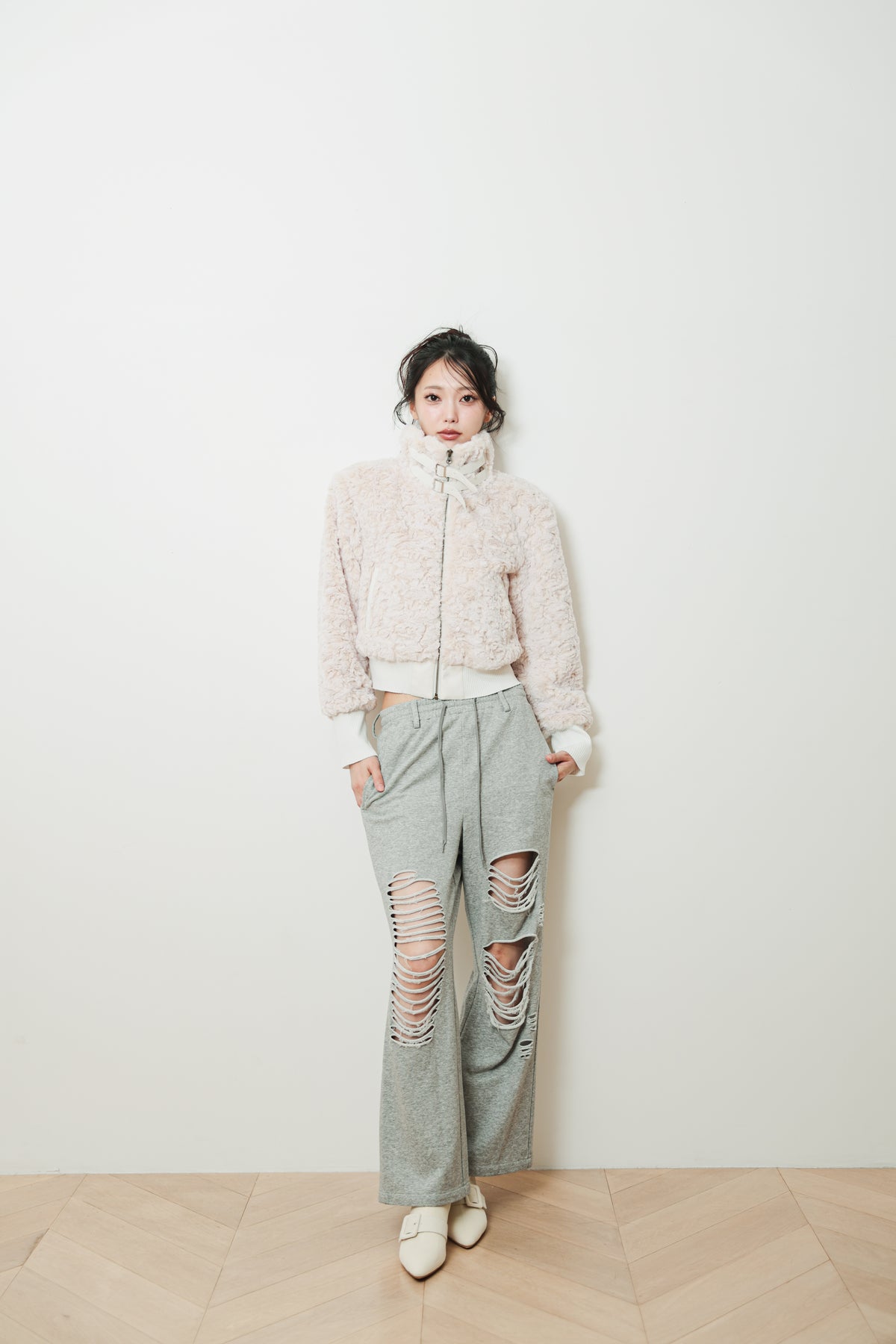 DOUBLE BELT FUR BLOUSON