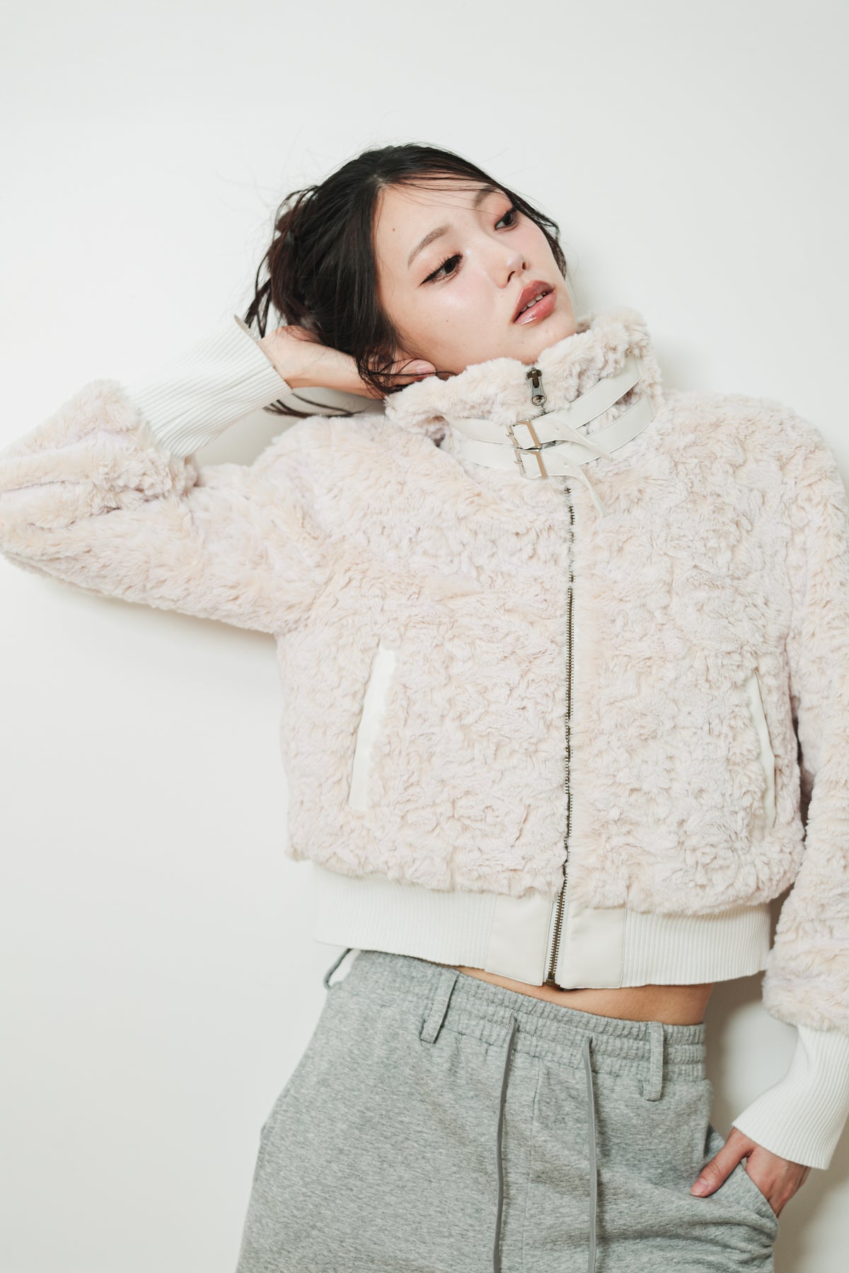 DOUBLE BELT FUR BLOUSON