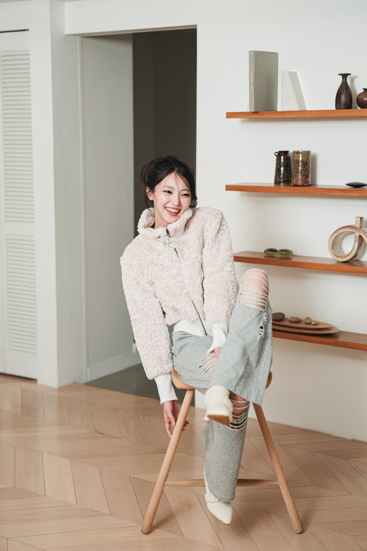 DOUBLE BELT FUR BLOUSON