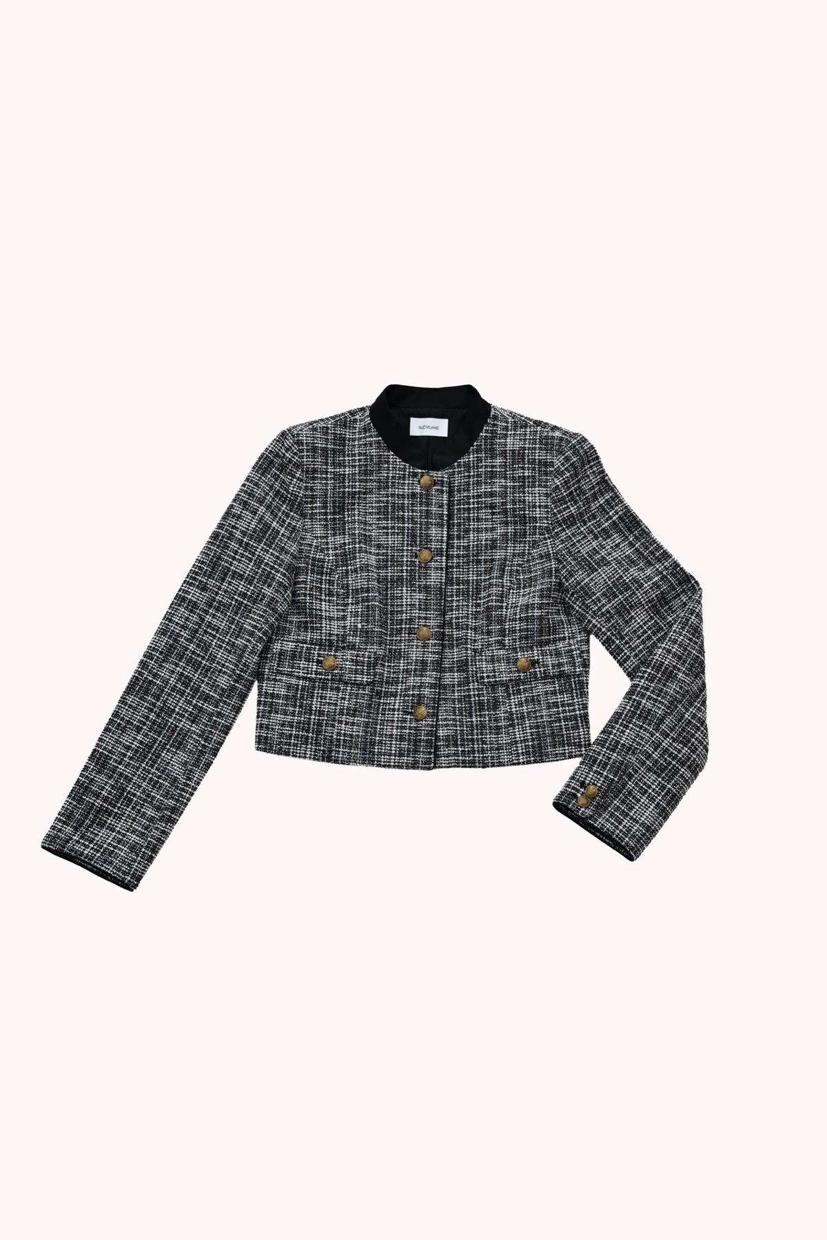 CROPPED TWEED JACKET - BLACK