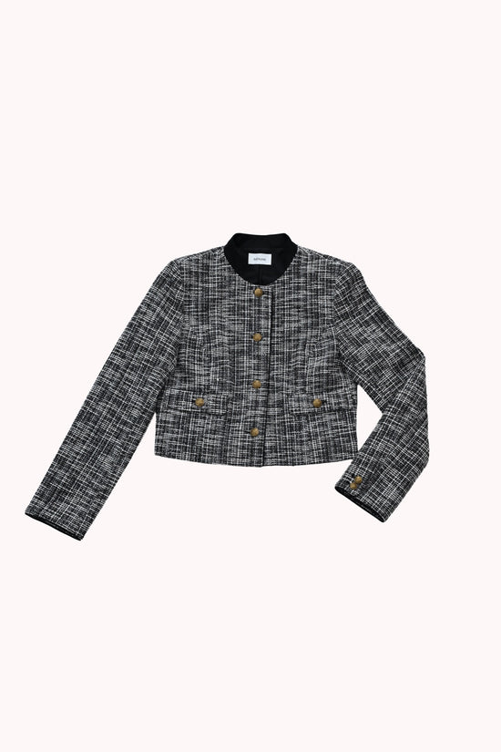CROPPED TWEED JACKET - BLACK