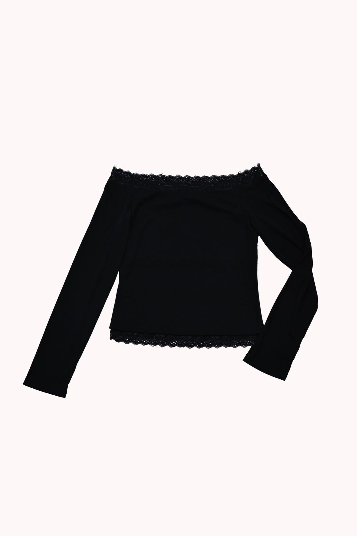 LACE OFF SHOULDER TOP - BLACK