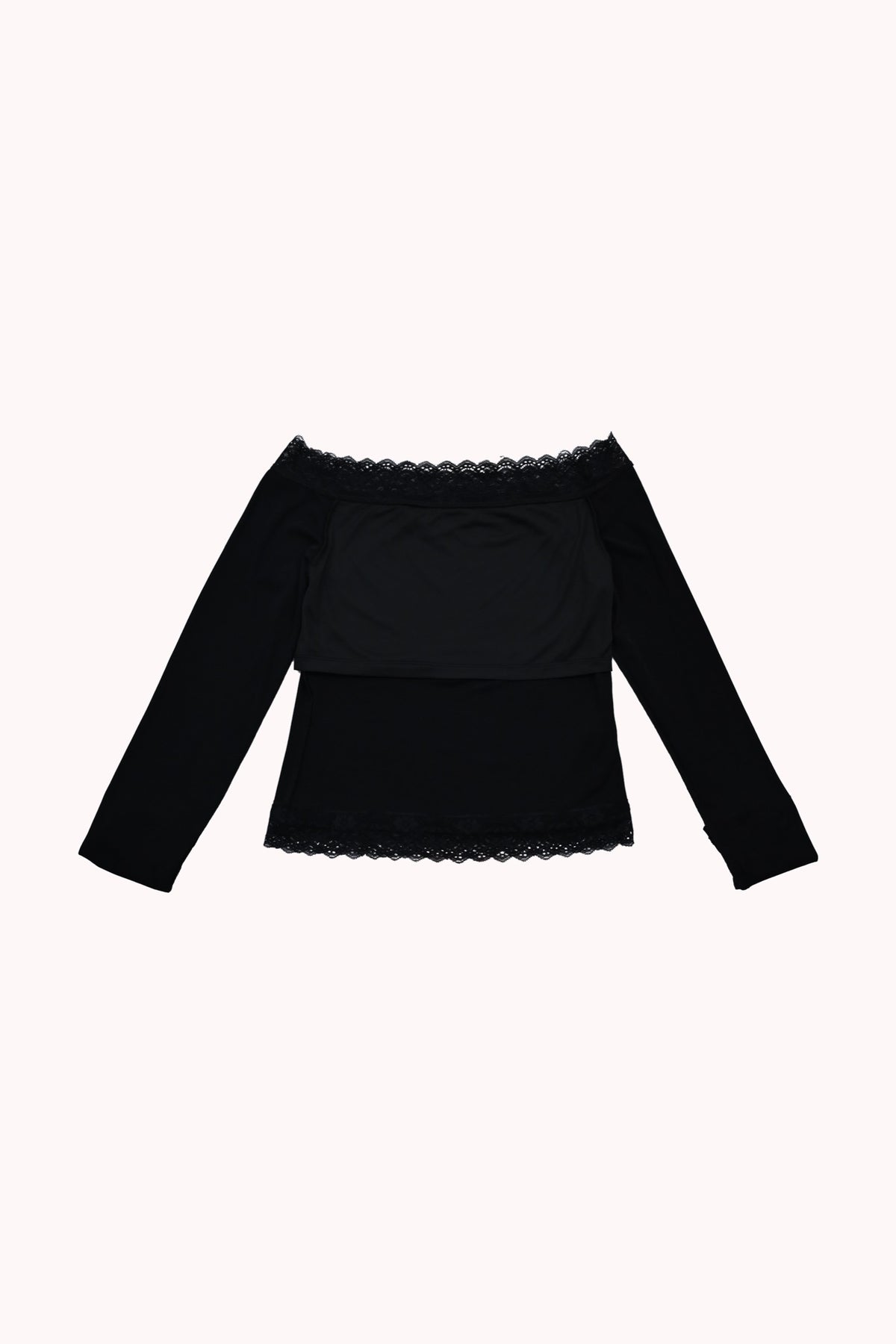 LACE OFF SHOULDER TOP - BLACK