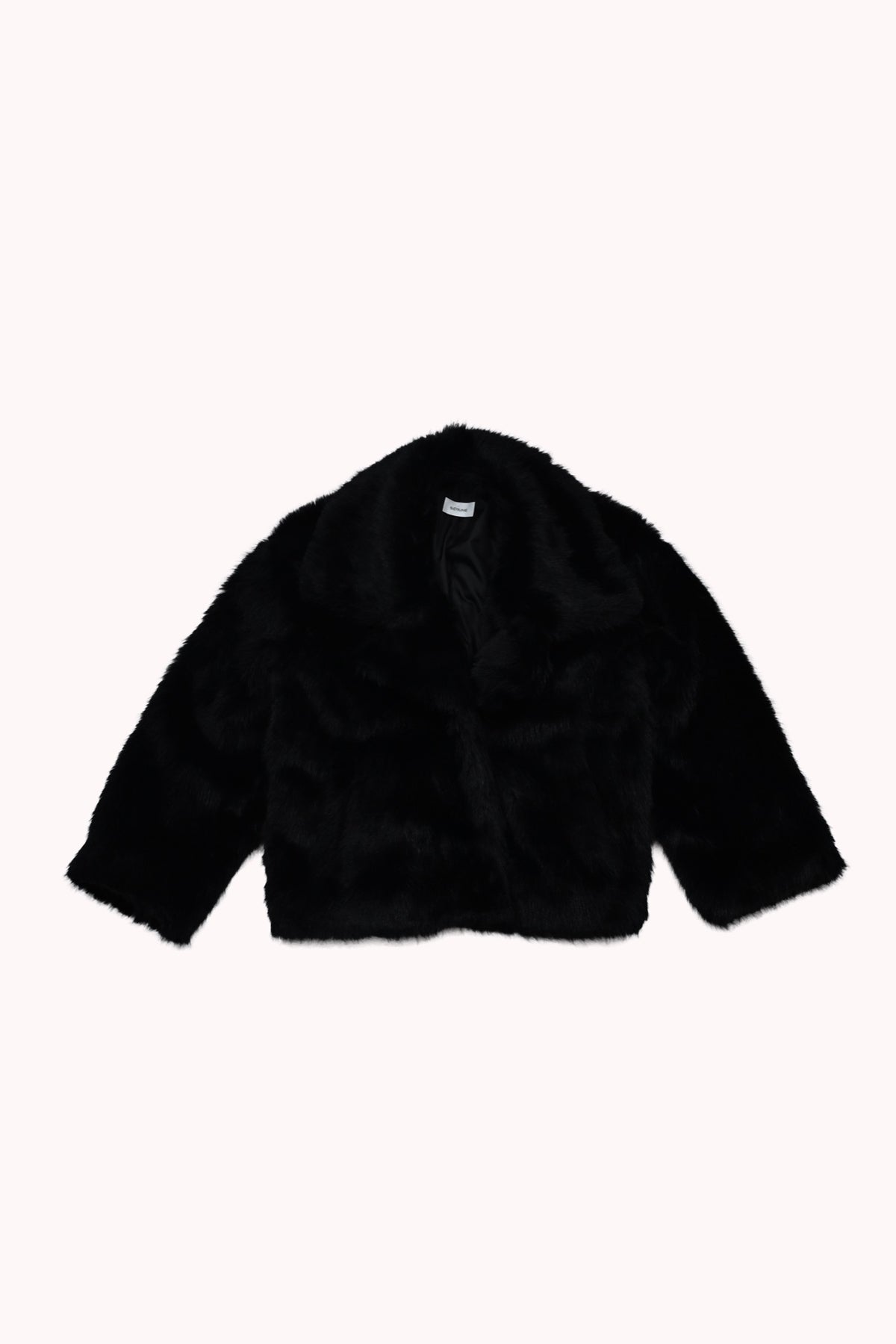 MIDI FAUX FUR COAT - BLACK