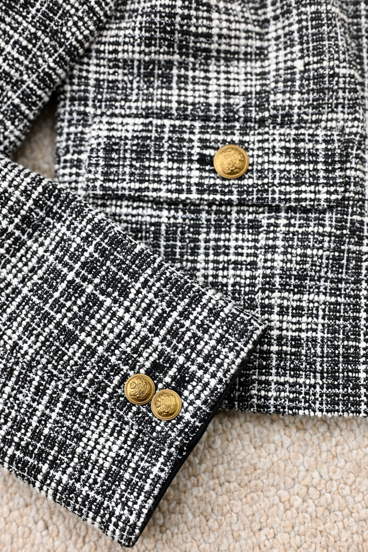 CROPPED TWEED JACKET - BLACK