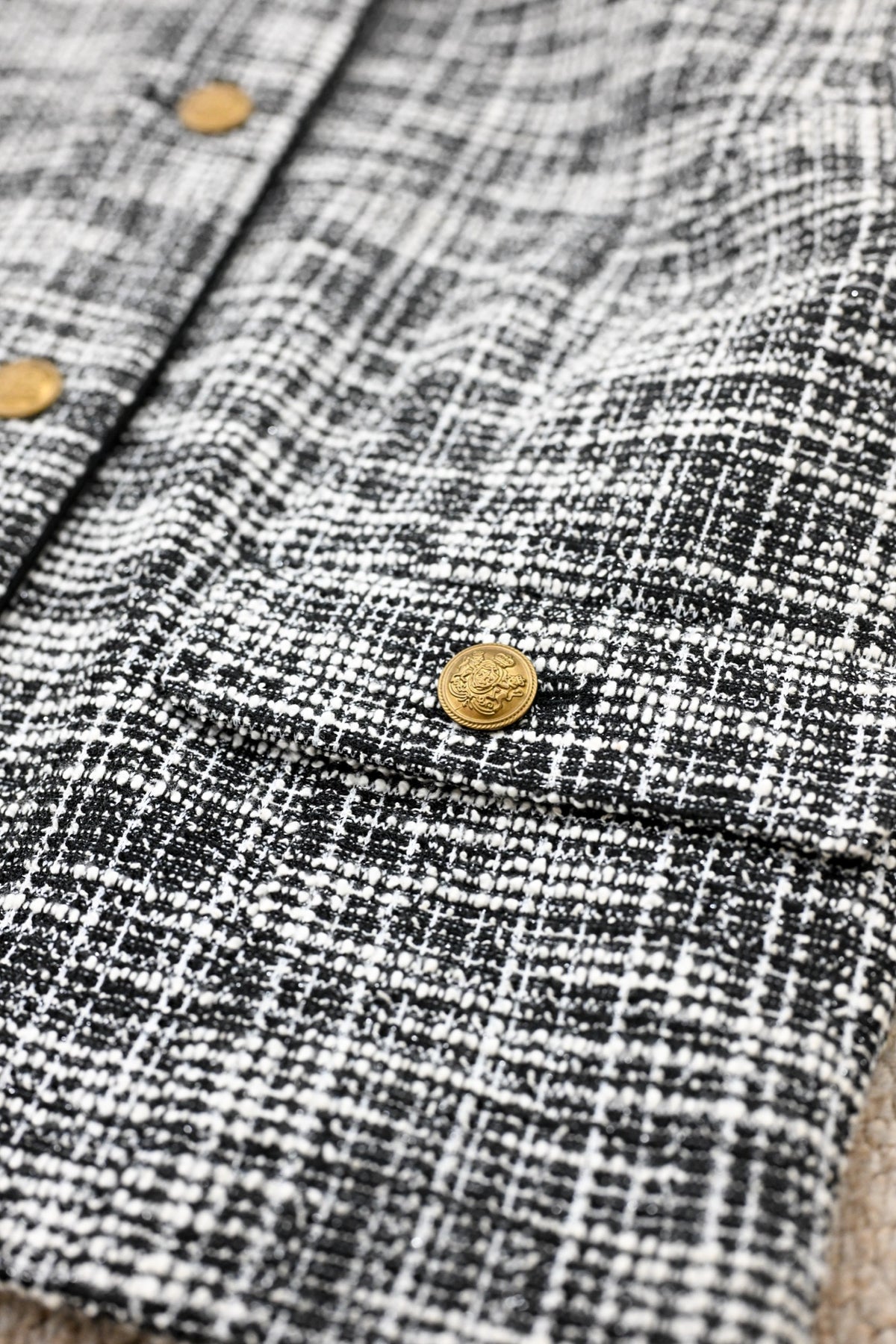 CROPPED TWEED JACKET - BLACK