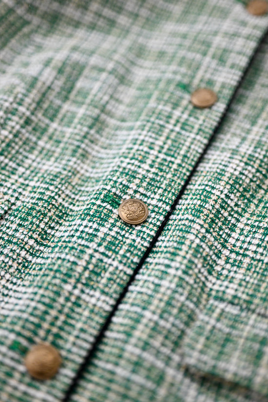 CROPPED TWEED JACKET - GREEN