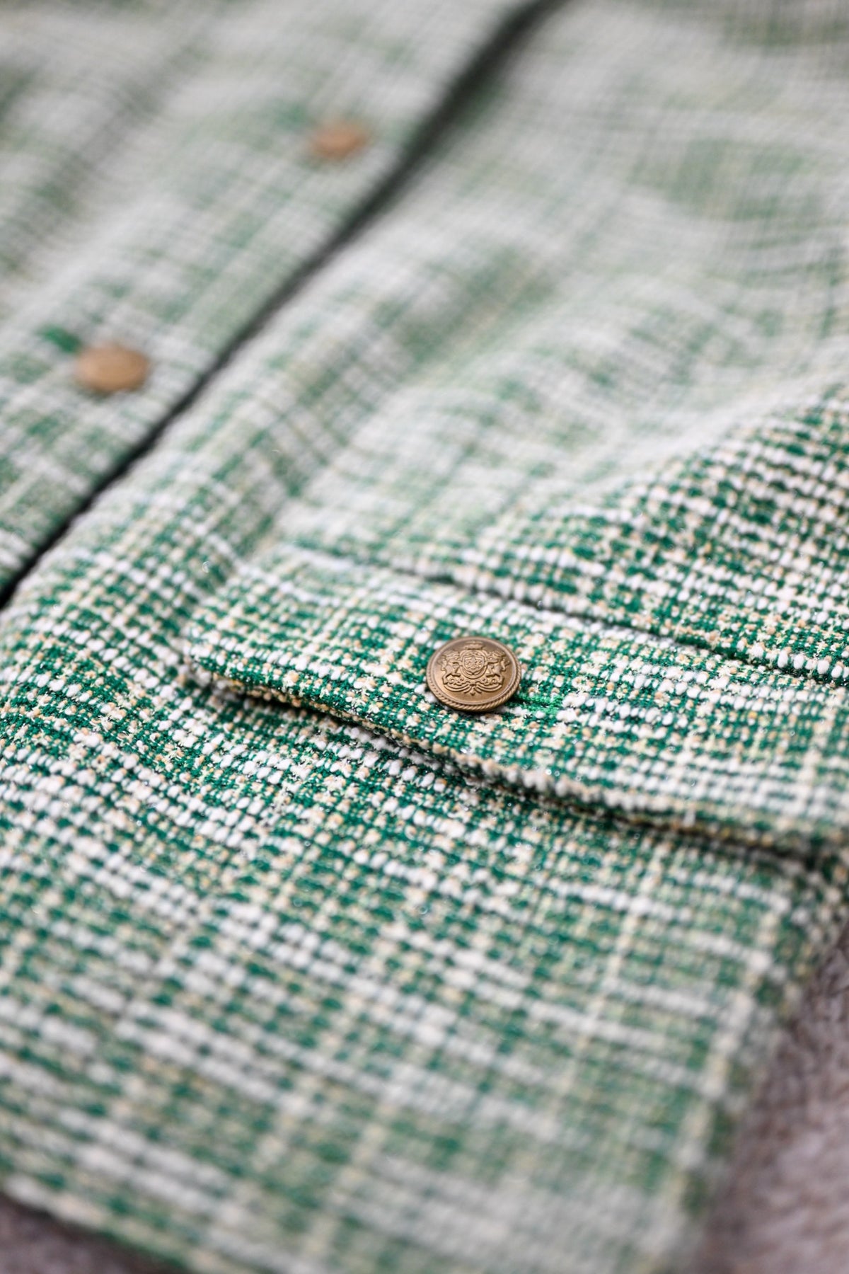 CROPPED TWEED JACKET - GREEN